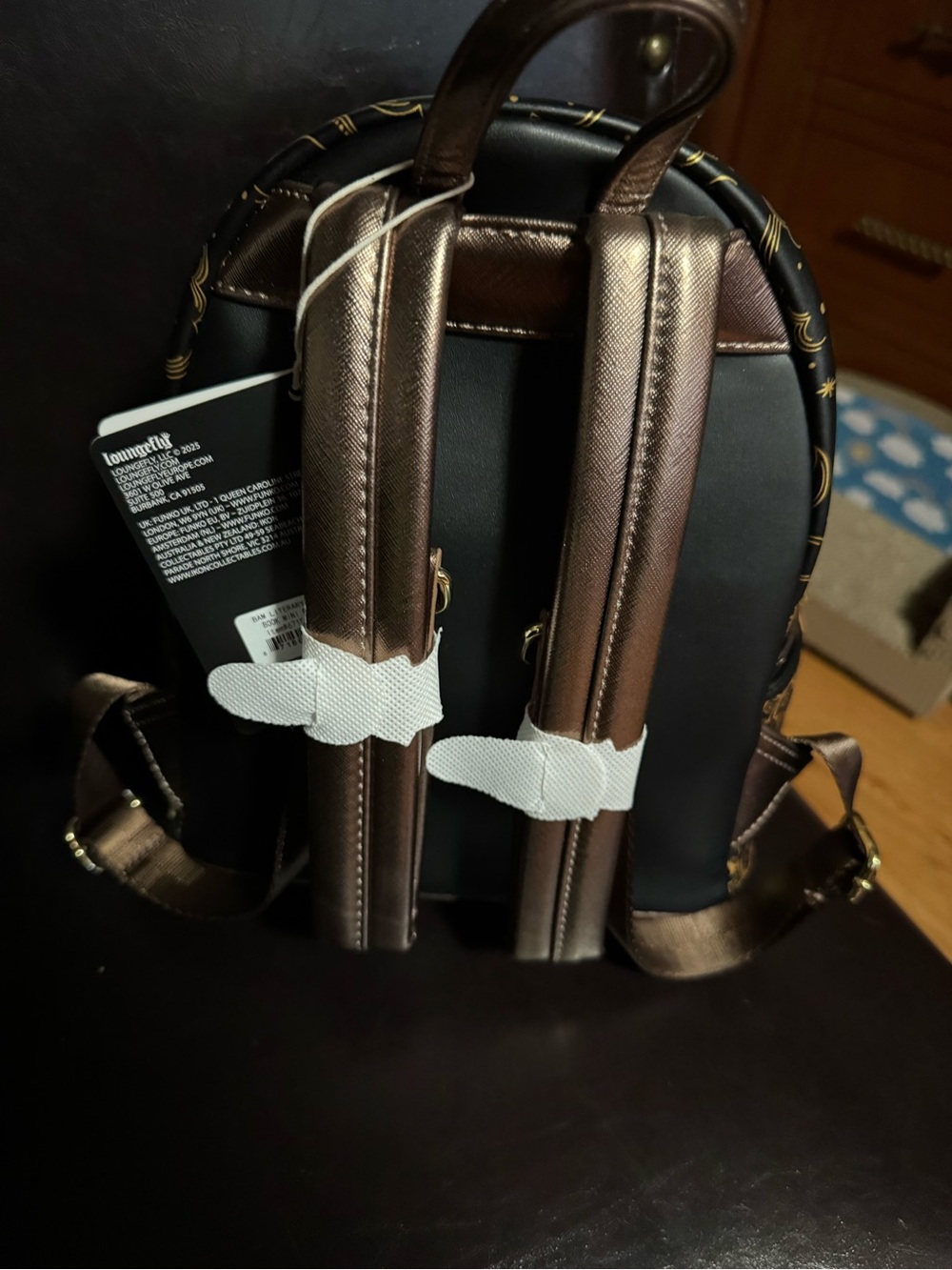 Loungefly Black & Gold 'Book Stack' Mini Backpack with Multicolor Book Appliques - Picture 2 of 9